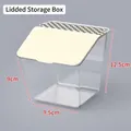Black pegboard storage box with cream checkerboard lid, 12.5x9.5x9cm organizer - Storage Box with Lid