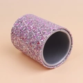 Sparkly cylindrical makeup brush holder in pink and silver glitter finish - Purple Glitter Bucket