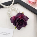 Elegant dark purple artificial rose hair tie with realistic layered fabric petals - 8cm Rose / Dark Purple Rose