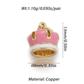 Detailed view of pink and white crown pendant with dimensions and copper material info - Pink and White Crown (052-07)