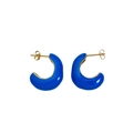 C-shaped earrings with blue enamel finish and gold-plated edges in a modern style - Gold Blue (DEK1674)