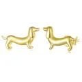 Cute dachshund puppy stud earrings in golden finish made of real 925 sterling silver - Gold Plated 925 Silver / Gold