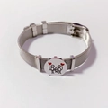Silver mesh steel bracelet with adjustable buckle and family theme pendant - 359-7 Silver Tone Bangle (359-7 Silver Tone)