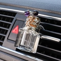 Car air vent empty glass perfume bottle with purple beads and silver carved cap - Square Air Vent Bottle / Purple Bead