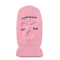 Pink knit balaclava with black barbed wire embroidery and Not Nice text detail - One Size / Light Pink