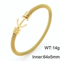 Gold stainless steel cable wire bracelet with anchor clasp and woven mesh texture - Anchor Buckle Style (KB169310)
