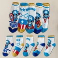 5-pack superhero style mid-calf socks for kids featuring iconic comic character designs - Captain America Group A / Ages 9-13 (foot Length 19-23cm)