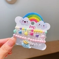 Three-piece colorful acrylic beaded bracelet set for girls with cute crown charms - 4# Cloud