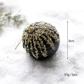8cm black Christmas ornament ball with gold glitter stripe patterns and gold hanging string - Black Gold Glitter Ball