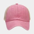 Pink washed vintage baseball cap with cream mesh back for men and women - Adjustable / Pink