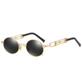 Occhiali da sole ovali vintage steampunk con montatura in metallo dorato e lenti nere - Montatura Oro Lente Grigia