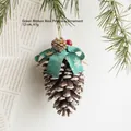 Pendaglio pigna naturale con fiocco verde fiocco di neve per decorazioni natalizie - Pigna con Fiocco Verde Stampa Fiocco di Neve (Stile D) / 12cm / 41g