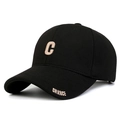 Gorra de béisbol negra con bordado C en beige y texto Chance en la visera - Ajustable / Negro y Oro