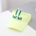 Kids open top sun hat with cartoon rabbit ears in neon yellow breathable knit fabric - Rabbit Ear Topless Hat / Green