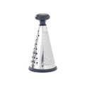 Cone-shaped stainless steel grater with ergonomic black handle and non-slip base - Black Ball Handle 8 Inch