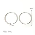Polished silver stainless steel hoop earrings, 60mm diameter and 3mm thickness design - Silver 60mm(YYE023402-60-P)