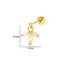 Vergoldeter Kreuz-Hängeohrring mit Markasit-Zirkonia-Steinen in einer Detailansicht - Blumenstil (2640-6#) / Gold