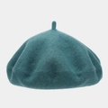 Detailed view of the wool felt texture and teal blue dome of this vintage beret hat - One Size / Bean Green