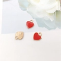 Ciondoli a cuore rosso e foglia dorata per gioielli fai-da-te, collane e braccialetti - Grande Cuore di Pesca 10x12mm