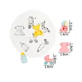 Siliconen mal in babythema met vormen van een teddybeer, kinderwagen en fles - 3# (Jurk/Teddybeer) / Grijs