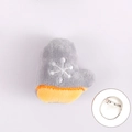 Plush Christmas glove brooch in grey with white snowflake pattern and metal safety pin - Christmas Glove - Brooch Style