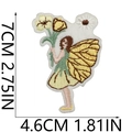 Detailed embroidery patch size guide showing fairy motif at 7cm height and 4.6cm width - Yellow Pink Fairy (S30HXZ-082-23)