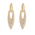 Orecchini geometrici a goccia placcati oro 18K con zirconi lucidi su sfondo bianco - Forma a Goccia d'Acqua (45611)