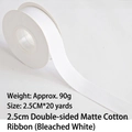 Double-sided matte cotton ribbon in bleached white 2.5cm wide for gift wrapping - Double-sided Matte Cotton / 2.5cm Wide * 20 Yards / Bleached White