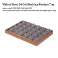 Walnut wood jewelry tray with 24 compartments and grey velvet lining for necklaces - Walnut 24-Grid Necklace Pendant Tray