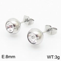 Classic 8mm silver titanium steel stud earrings with clear round zirconia stones - Steel White Earrings(KE108889-KFC)