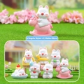 Cute white bunny crystal figurines set with 6 standard and 2 hidden styles - Westie Daily Series (0229) / Random 1PC / White