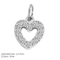 Silver hollow heart charm with pavé cubic zirconia inlay for DIY jewelry 6.5-7mm - Heart-Silver