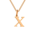 Polished rose gold stainless steel necklace featuring a bold uppercase letter X pendant - Letter X / Rose Gold