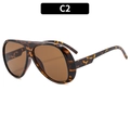 Fashionable oversized tortoiseshell cycling sunglasses with brown lenses and thick temples - Demi Frame Tea Lens