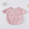 Pink waterproof baby bib smock with flamingo prints and short flutter sleeves - Shawl - Pink Swan / One Size