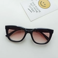 Fashionable girls' black square frame sunglasses with gradient brown lenses for sun protection - Dark Brown