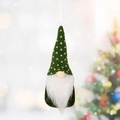 Christmas gnome pendant with green knitted hat and white beard on a blurred tree - Style A / Green