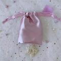 Pink satin drawstring bag for gifts and jewelry storage on decorative mesh background - 15.5*11.5 / Taro Purple