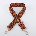 Adjustable orange and black ethnic geometric jacquard embroidered replacement bag strap - Light Gold Buckle / Orange Black