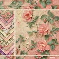 6x6 inch vintage rose paper pad with 24 sheets of 160gsm acid-free floral cardstock - R2432a 24 Sheets