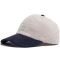 Contrast corduroy baseball cap in beige and navy blue with a stylish classic six-panel design - One Size(Adjustable) / Navy Blue