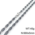 Deep grey stainless steel bamboo link chain necklace, 660x5mm size with lobster clasp - Dark Grey Bamboo Link Chain (KN295421-KFC)