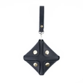 Mini portamonete in pelle blu navy con bottone a pressione dorato e gancio in metallo - Nero Crazy Horse