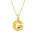 Gold-plated titanium steel necklace featuring a textured letter G pendant on an O-chain - Letter G
