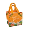 Sac cadeau de Pâques orange en non-tissé avec motif lapin et texte festif - XH39-Horizontal