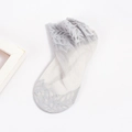 Light grey lace mesh socks with delicate leaf patterns and sheer breathable fabric - Bare Socks / Gray