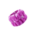 Soft plush spa wristband featuring a purple and white polka dot pattern design - Purple White Dots