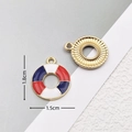 Golden US Independence Day enamel lifebuoy pendant charm for DIY jewelry making - 2824 Lifebuoy