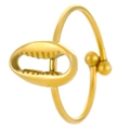Adjustable golden shell toe ring with open band and metal bead accents for women - 18K Gold Hollow Style (N-944)