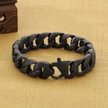 Rugged 15mm cuban link bracelet for men with matte black finish and industrial clasp - Matte Black Color (KB29217-D)